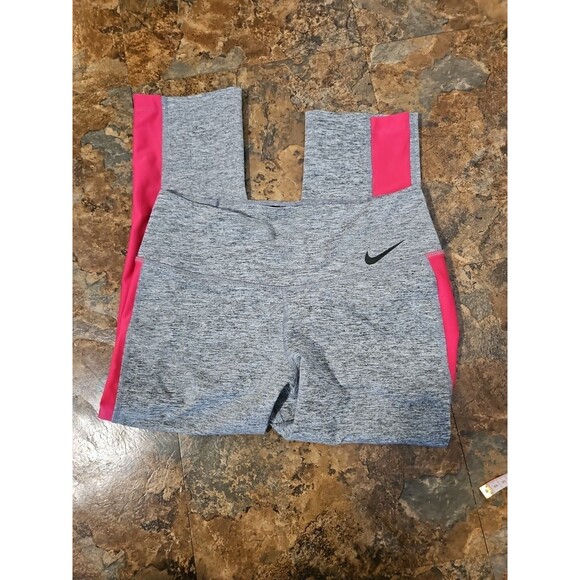 Nike Dri Fit Women Cropped Pants Gray Stretch Elastic Waist Pull On Small (a115) - Picture 7 of 8